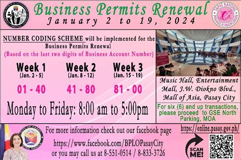 Pasay City go’vt to implement number coding scheme for business per.